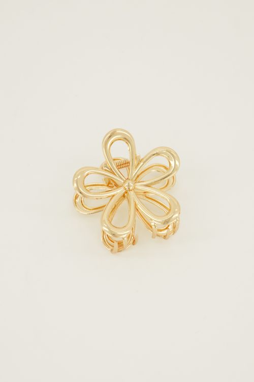 Goudkleurige bloem haarclip