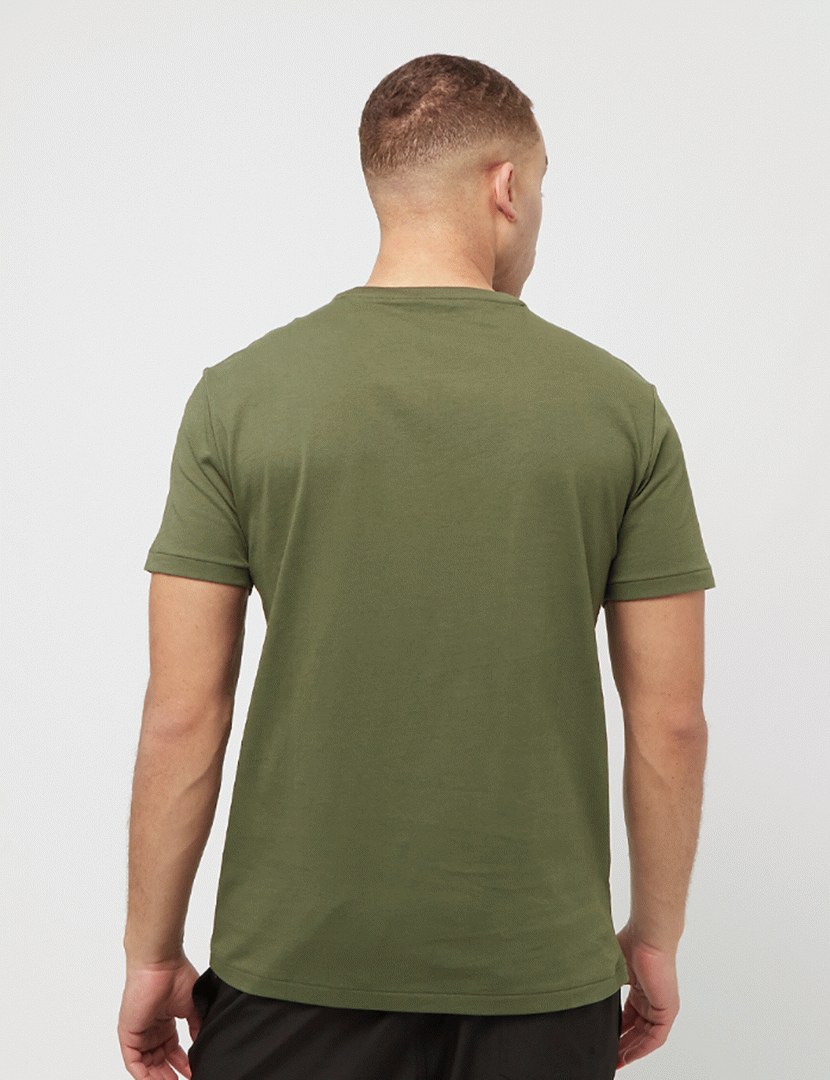 Slim Fit Green T-Shirt with Orange Logo