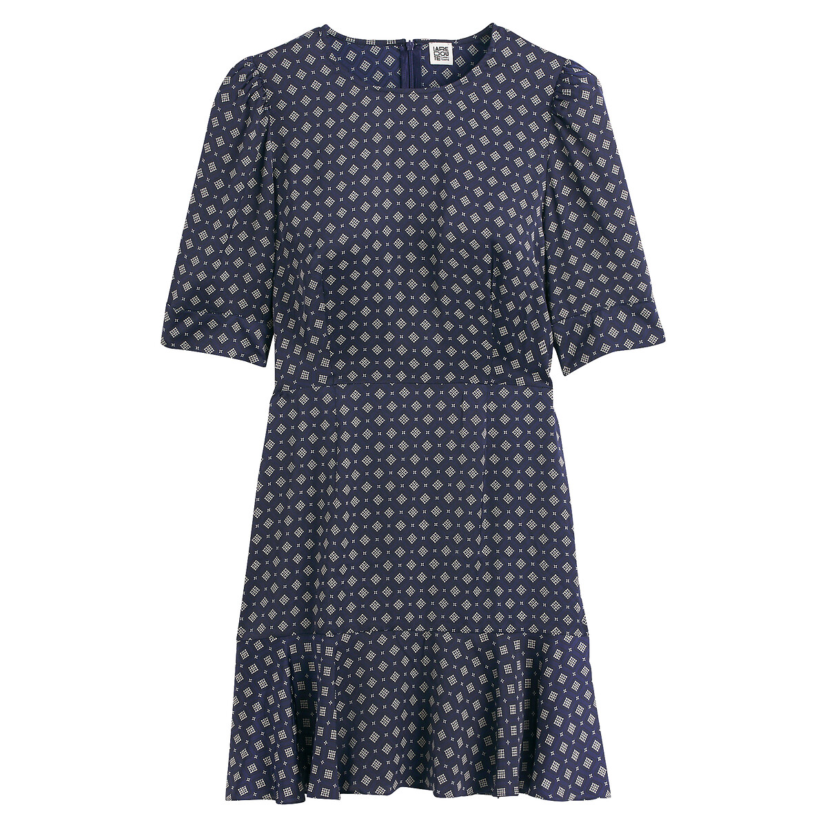 COLEÇÕES LA REDOUTE<br>Vestido curto de cetim, motivo gráfico