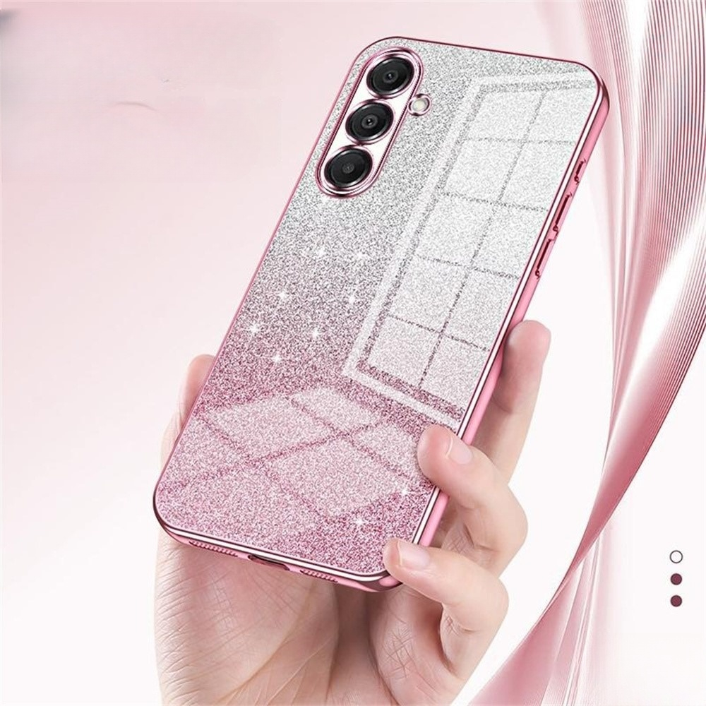Samsung Galaxy A17 Gummi Case Schutzhülle im Glitzer Design - Rosa / Silber