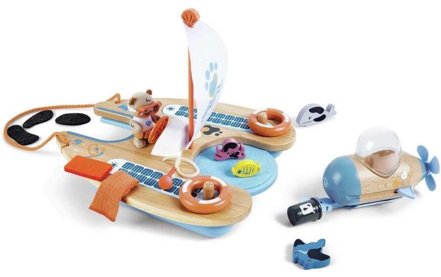 Eco Katamaran RescueSchiff-Spielset mit Meerestieren