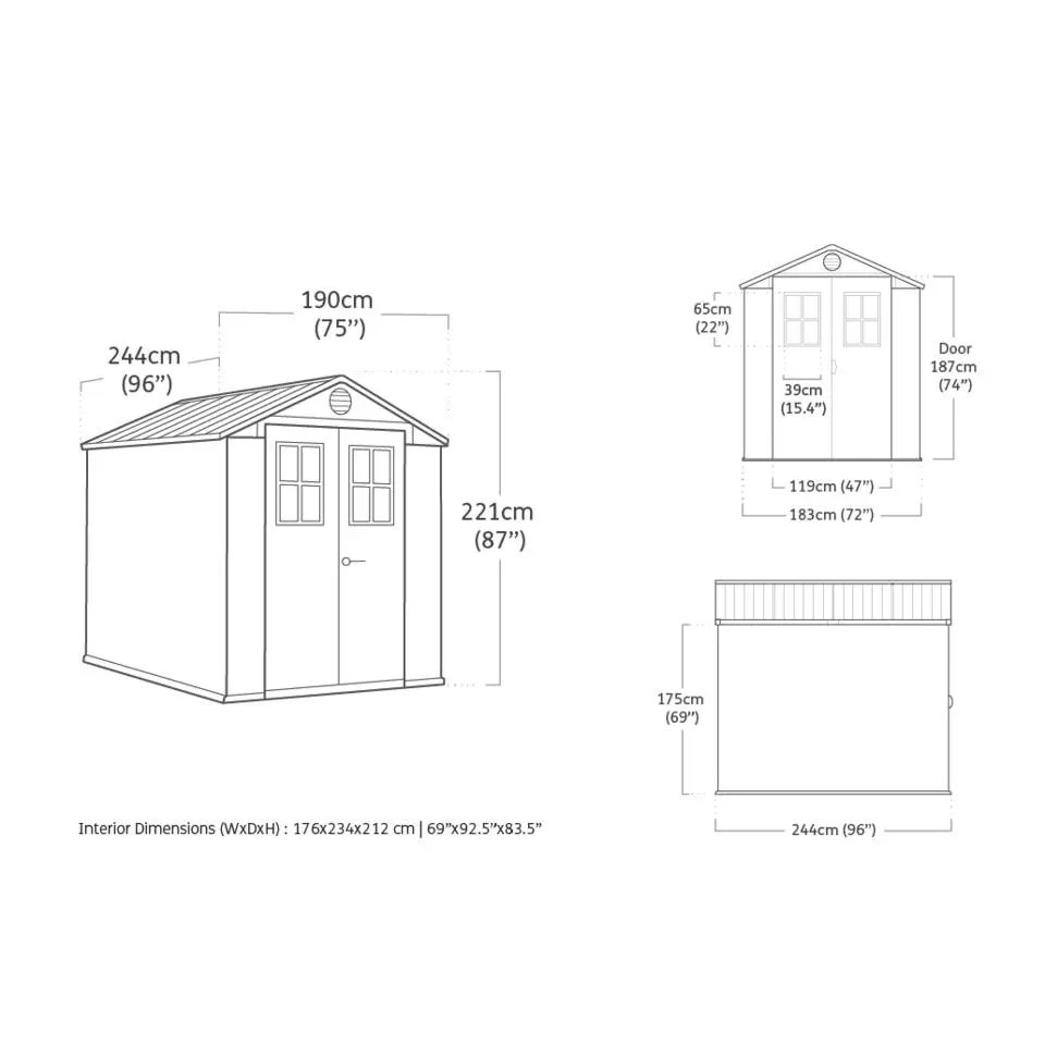Keter Darwin 68 Tuinhuis - dubbele deuren   ramen - 190x244x221 - Groen