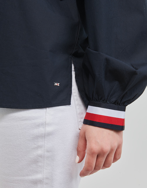 Tommy Hilfiger - ORG CO V-NK CUFF STP BLOUSE LS - Marine