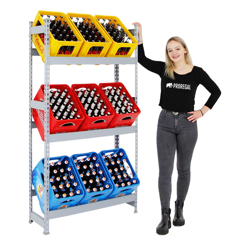 PROREGAL Drankkratplank, Big Camel, HxBxD 180 x 100 x 30 cm, Grijs