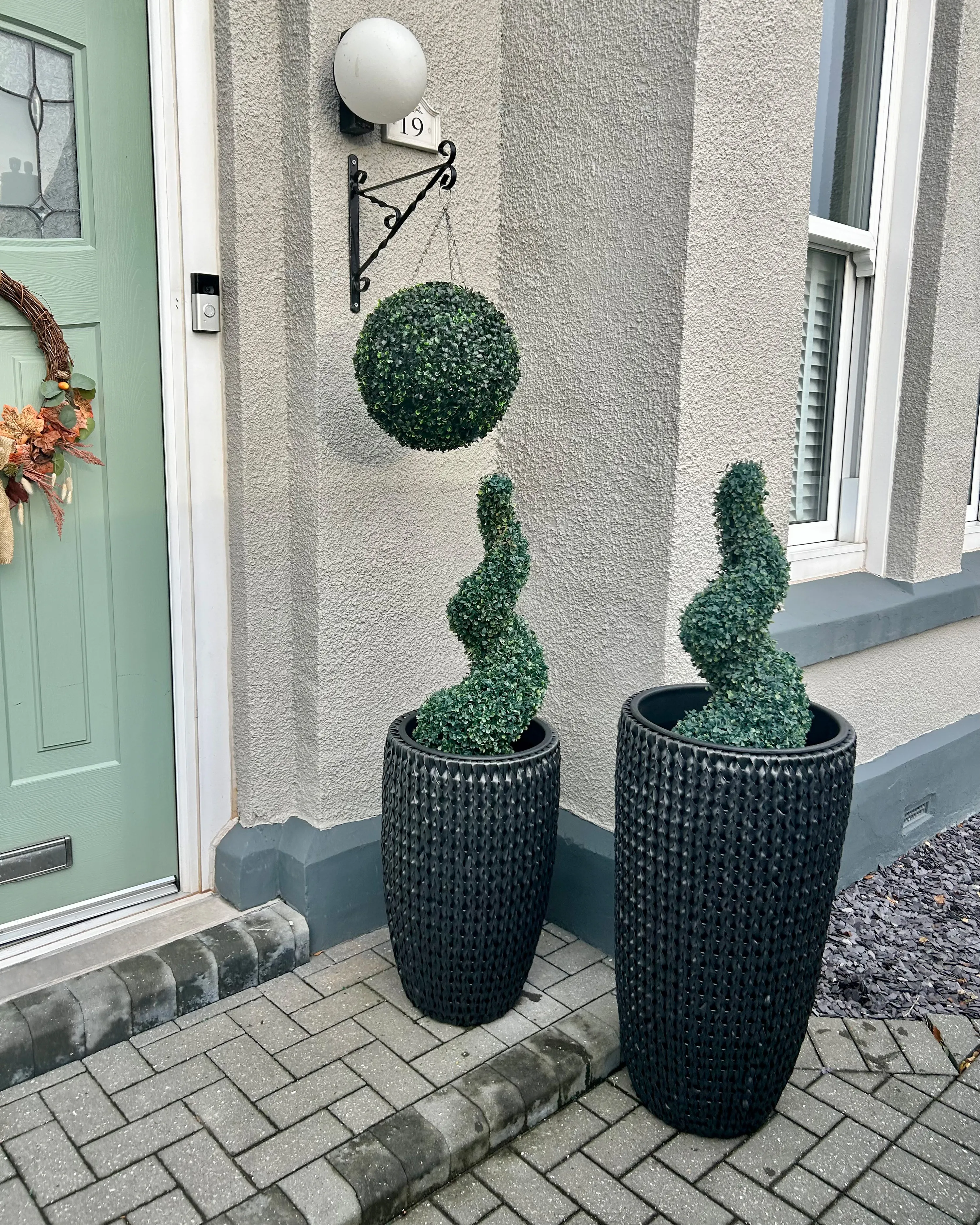 Set van 2 bloempotten CEDRUS PE rotan 37/45 cm Zwart