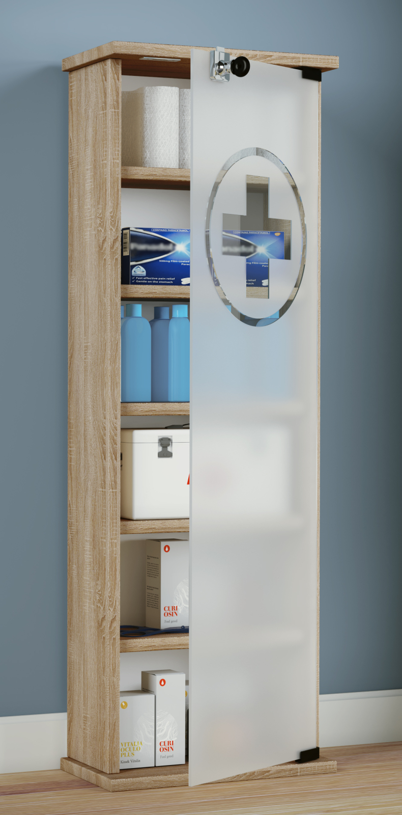 Medizinschrank GUSAL - Sonoma Eiche - 31 cm breit