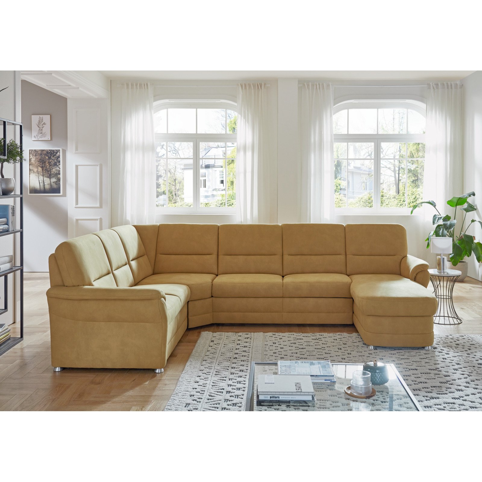 Wohnlandschaft Jena Stoff curry, Ottomane links