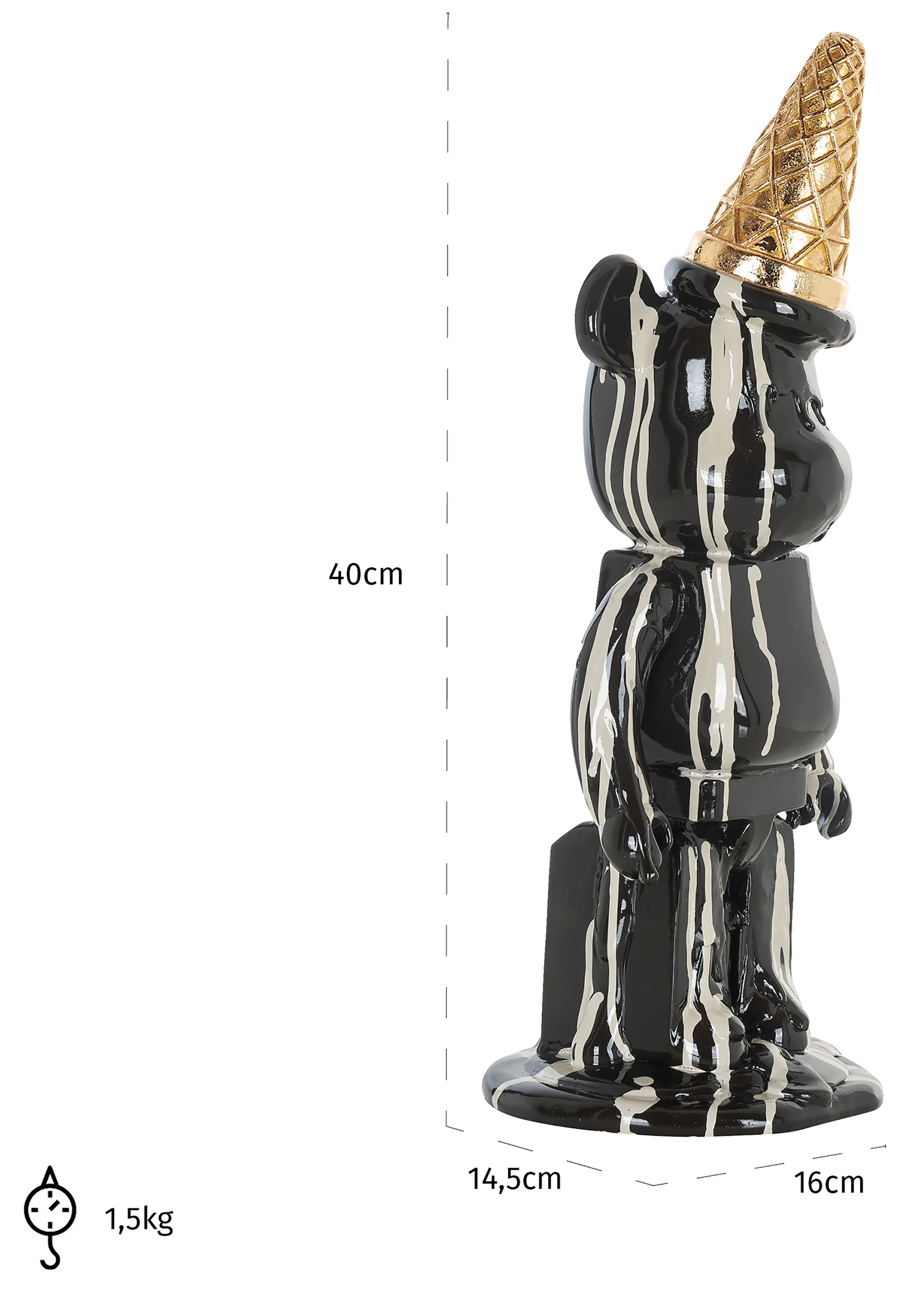 Beeld 211342 zwart Icebear B16 x D14.5 x H40 cm