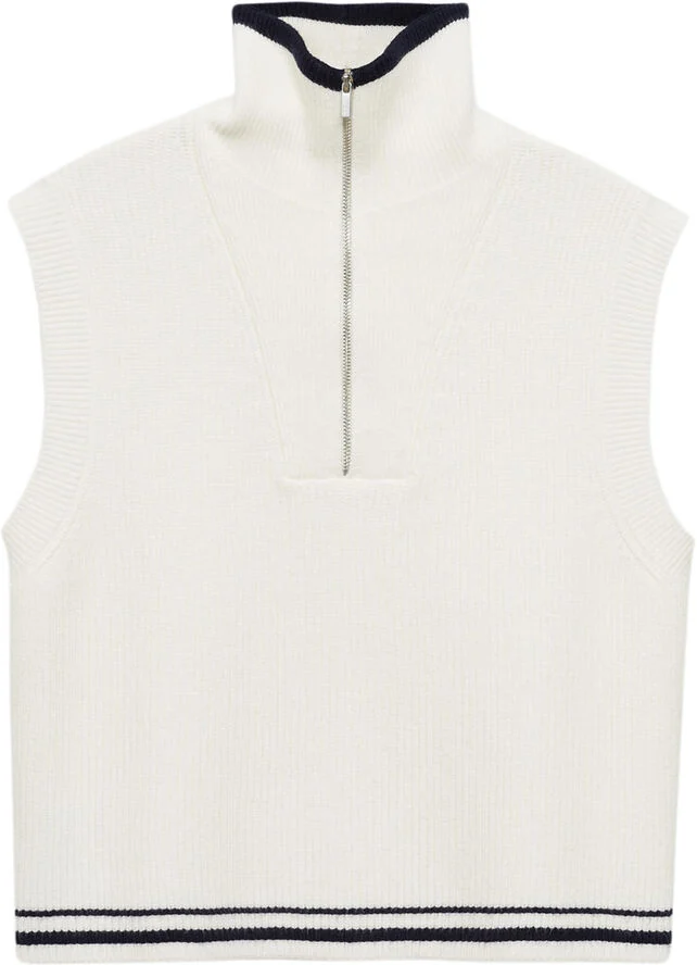 MANGO Knitted gilet with zip Light beige