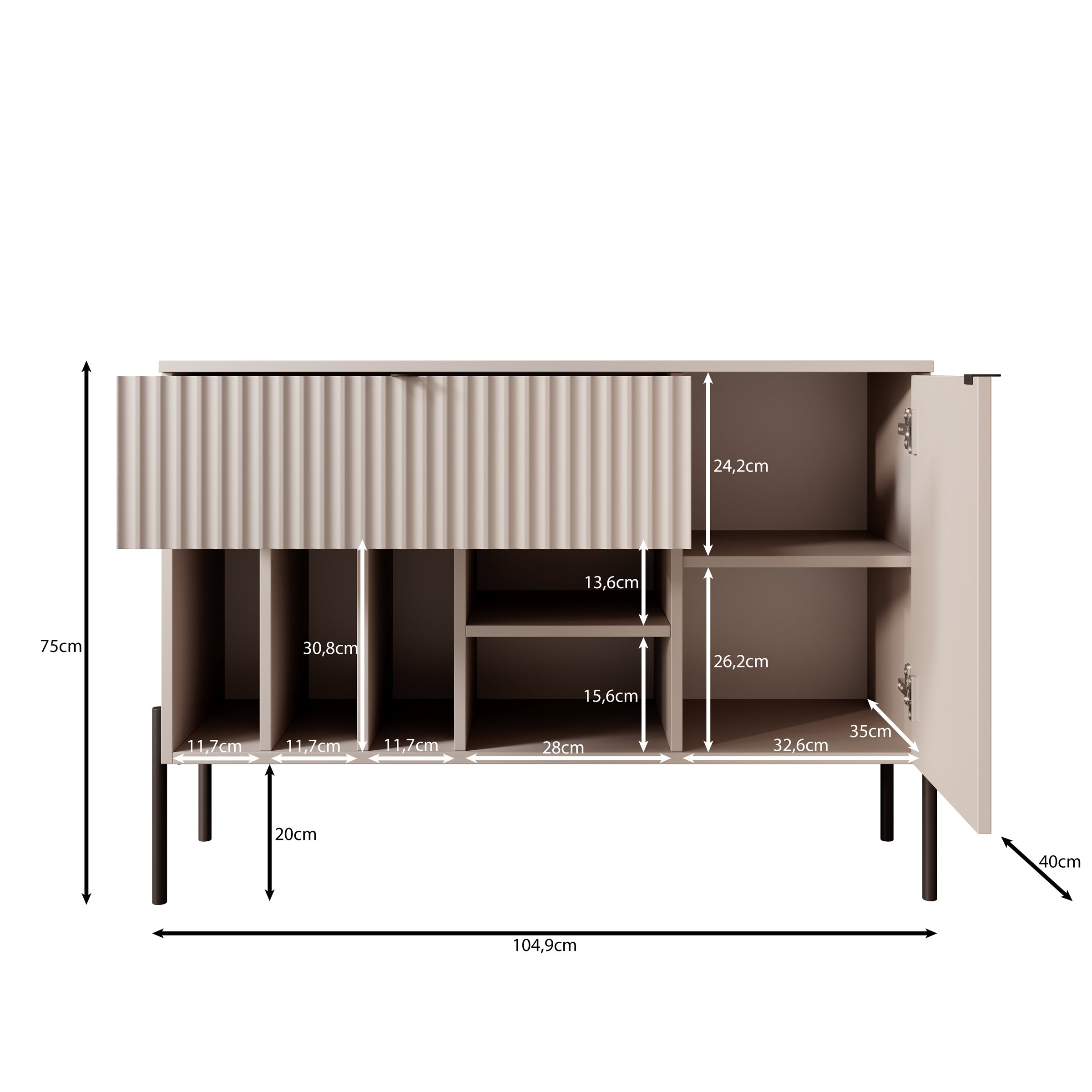 Oriya - Dressoir - Beige - 105x40x75 cm