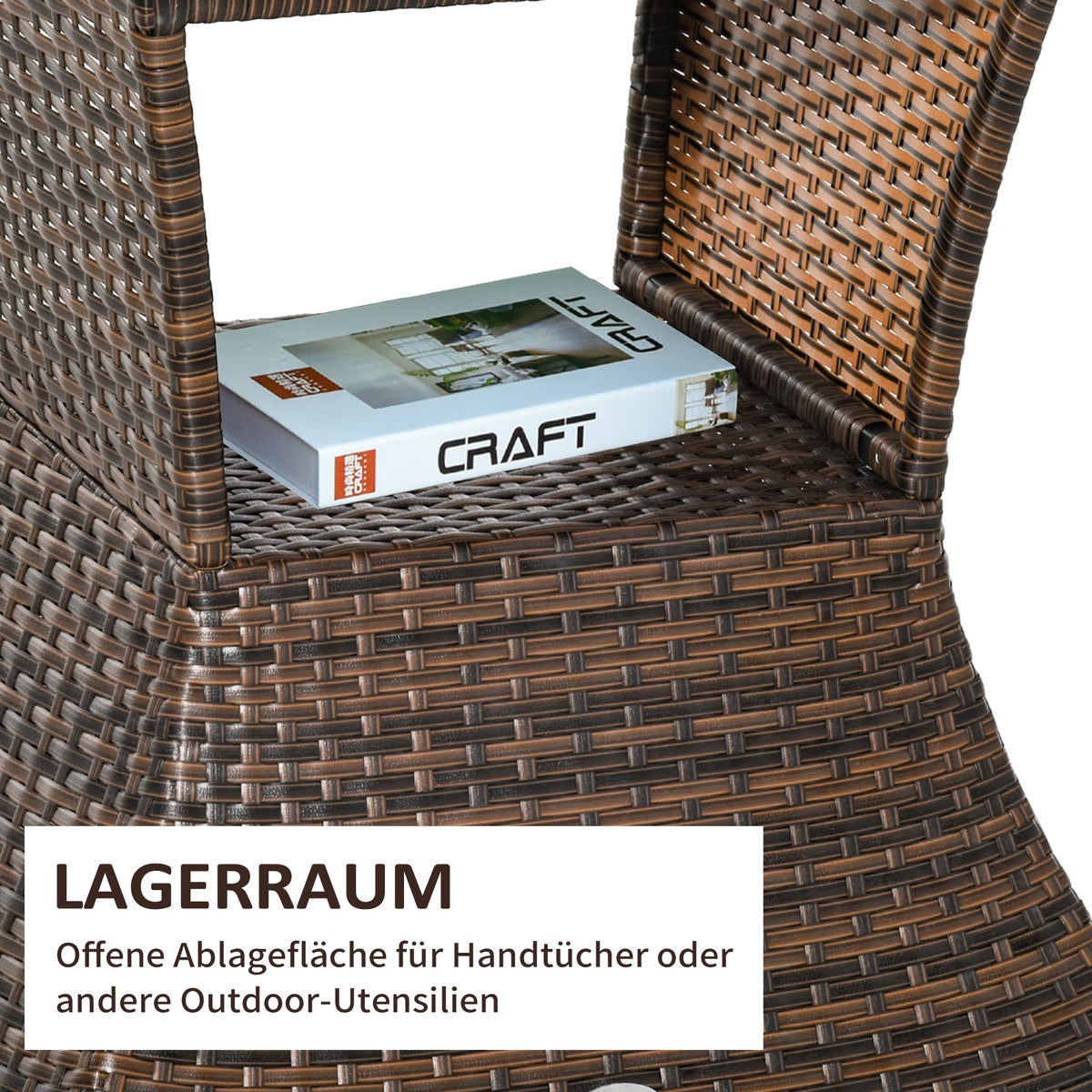Outsunny bijzettafel, L54 x B54 x H55 cm, metaal, polyrotan, bruin