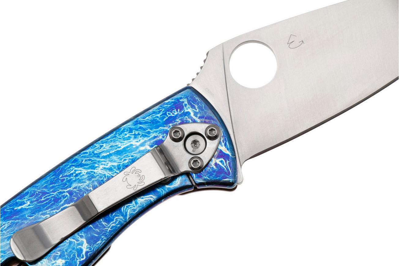 Spyderco Tenacious, D2, C122TIBLD2P Blue Flamed Titanium Disarray zakmes