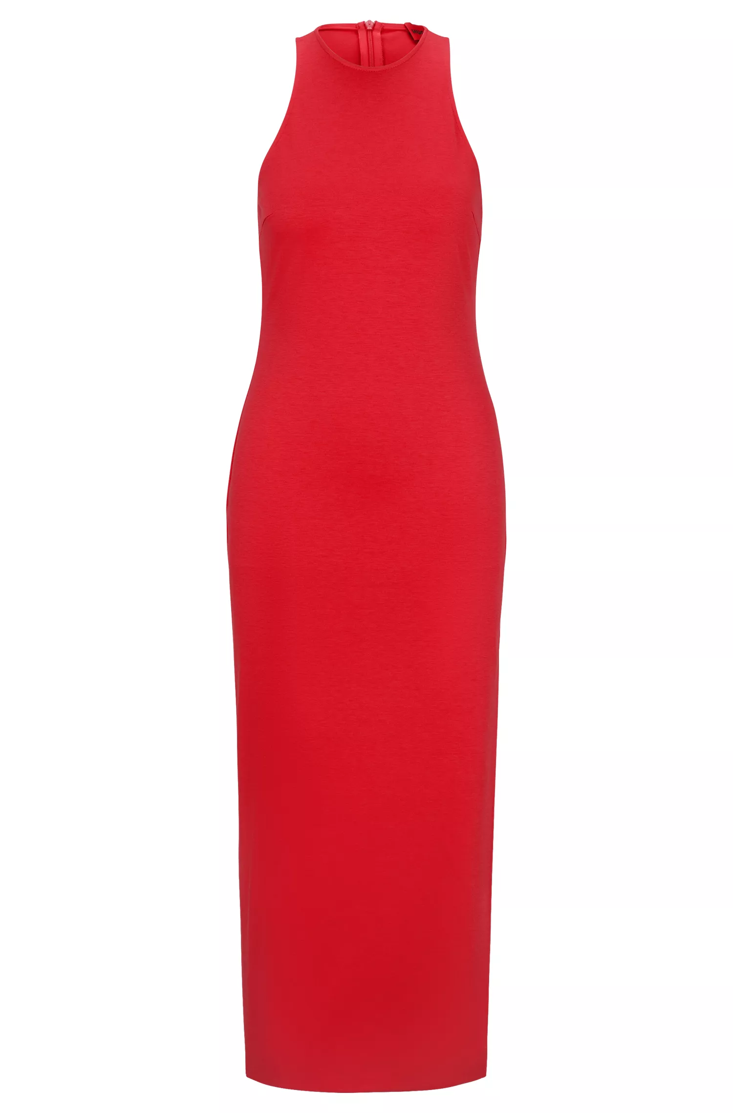 Vestido sem mangas HUGO vermelho com decote nadador nas costas, em malha elástica.