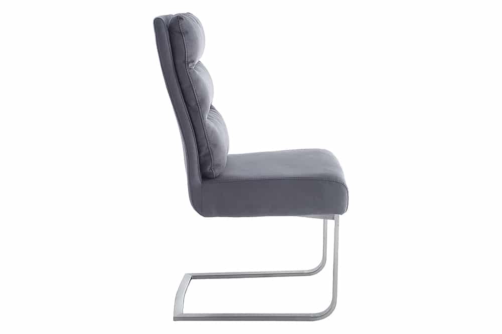 Design Freischwinger Stuhl COMFORT vintage grau mit Edelstahl-Gestell