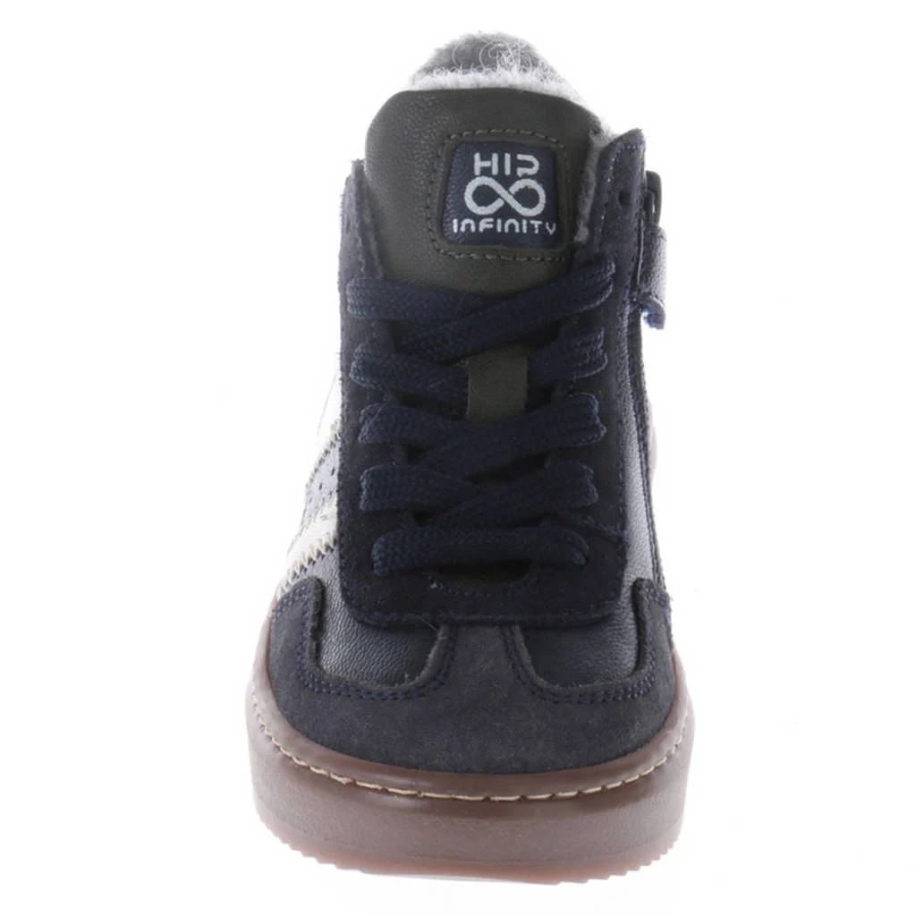 Hip leren sneakers donkerblauw