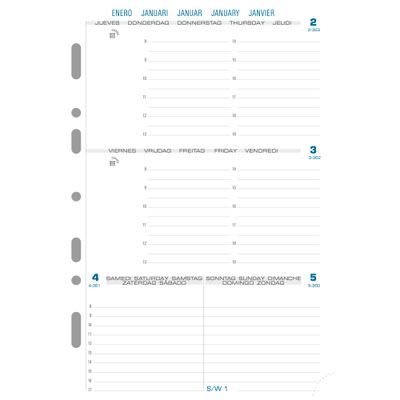 Exacompta Exatime 21 - Recharge pour organiseur - 1 semaine sur 2 pages à l'horizontal - 14,2 x 21 cm