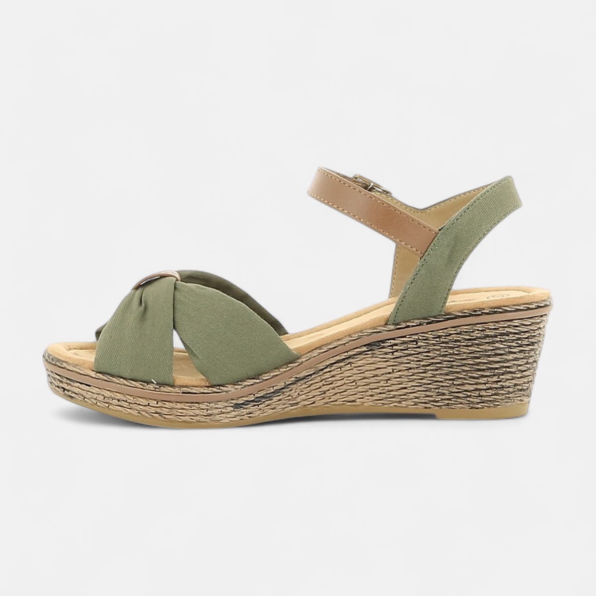 Sandales à talon compensé Femme kaki
