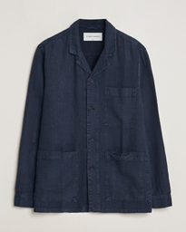 A Day's March Banagher Linen Overshirt Navy
