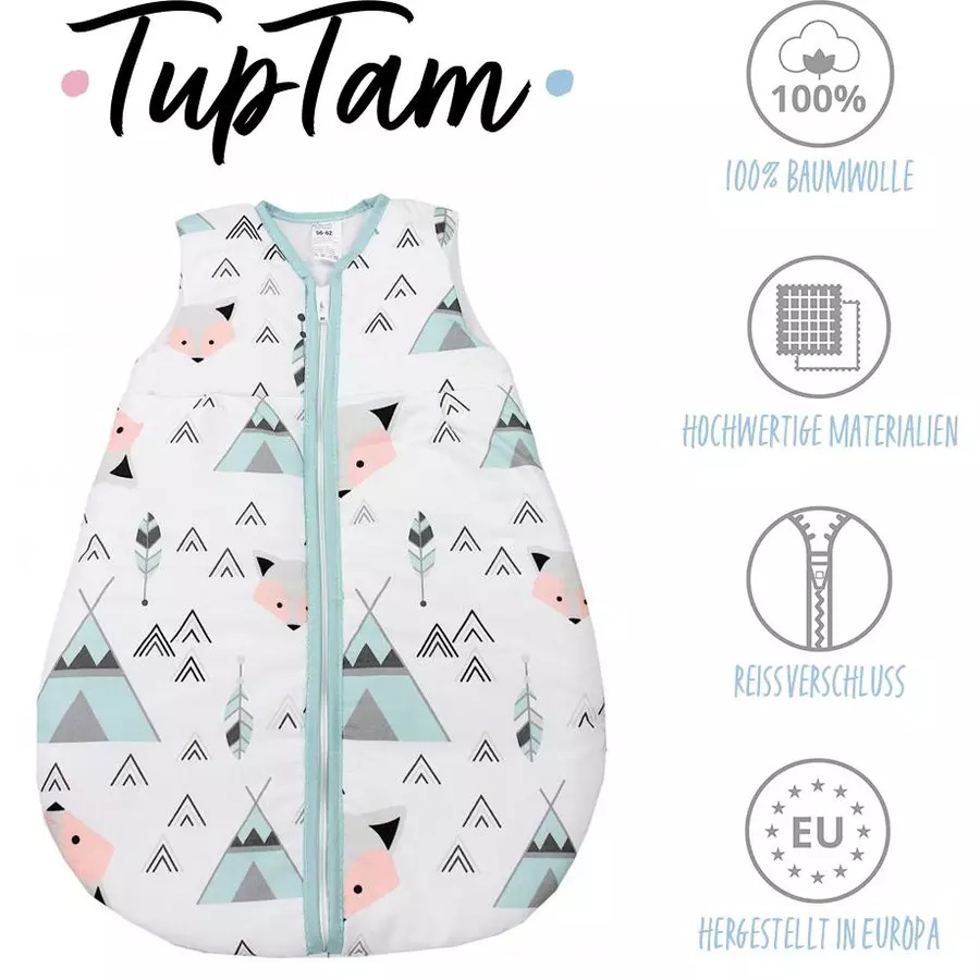 TupTam Baby Ganzjahres Schlafsack Ärmellos Wattiert mint