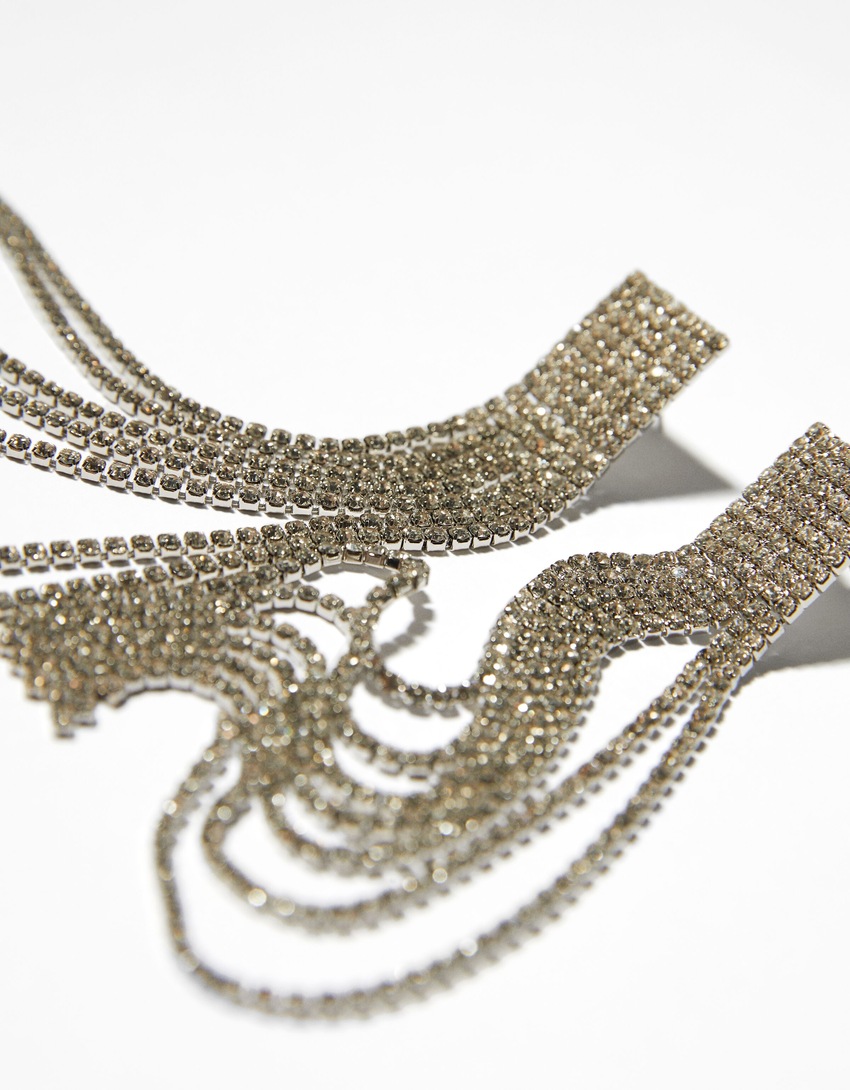 Brincos em cascata com strass