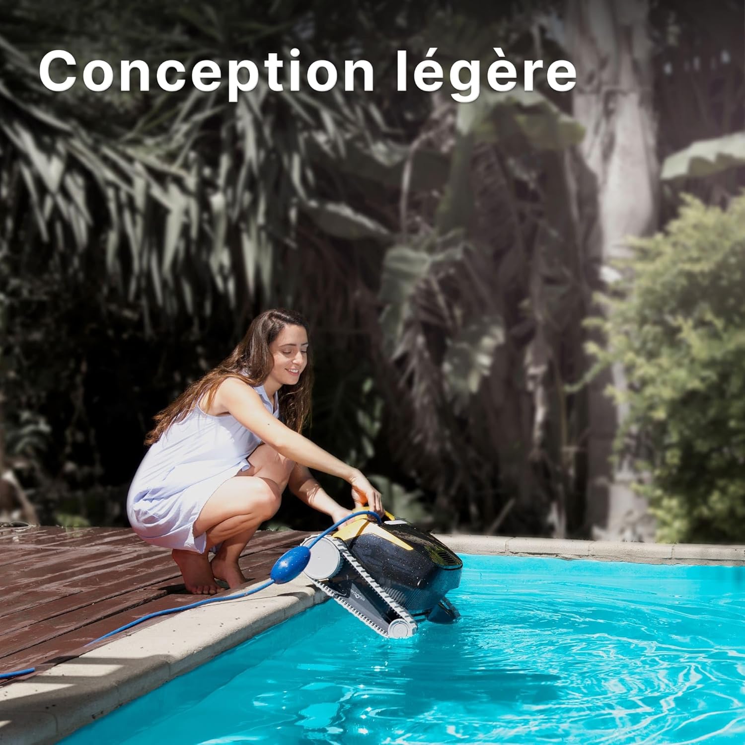Dolphin E20 Robot Nettoyeur électrique avec Fil pour Piscine Hors-Sol Jusqu’à 10 m - Nettoyage Fond et parois - Économie d'énergie