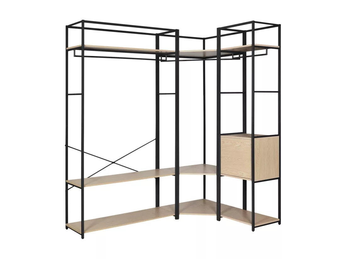 Portants vêtements bois et métal avec module fermé - Lot de 3 - JUNE