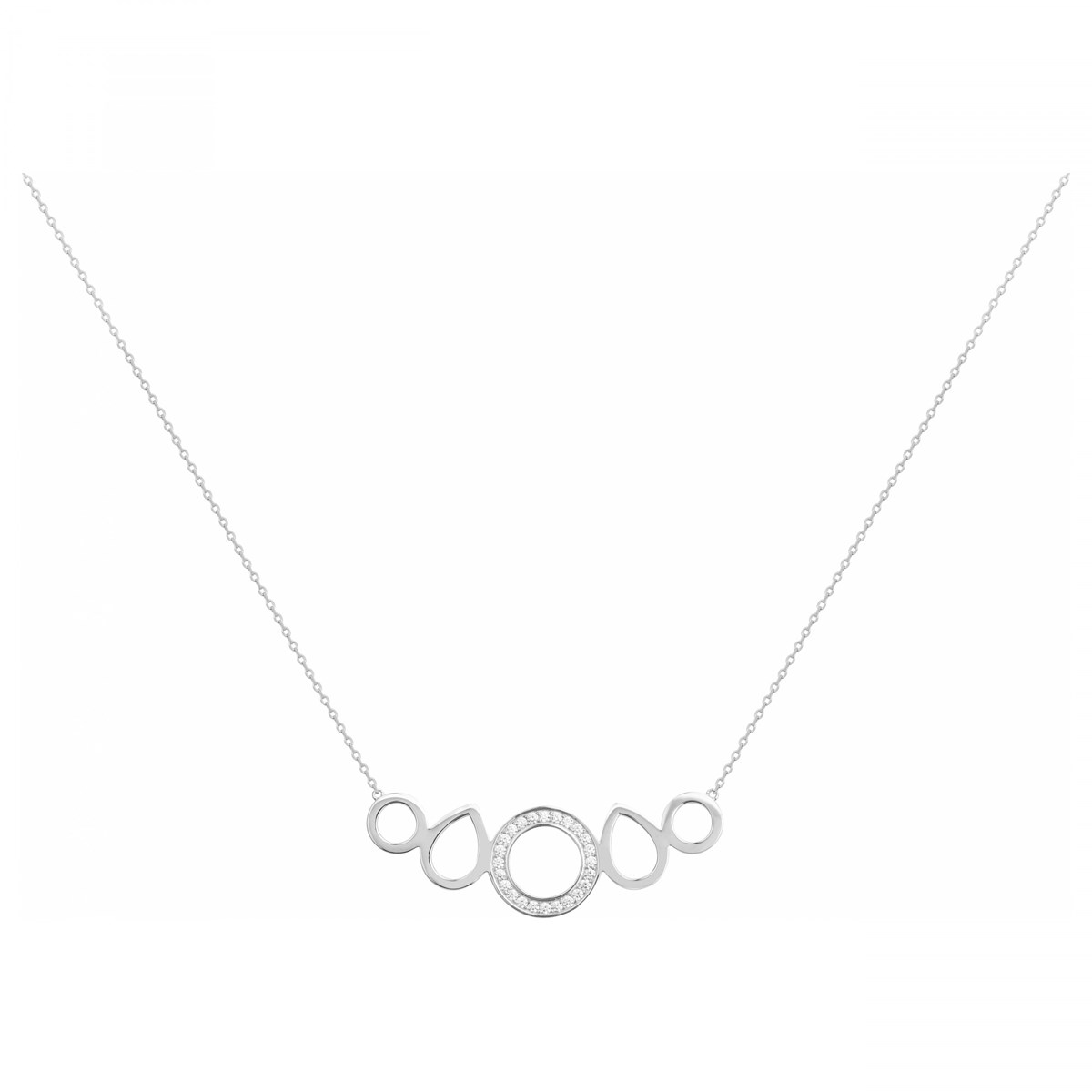 Collier mono-motif en Argent avec oxyde de zirconium blanc