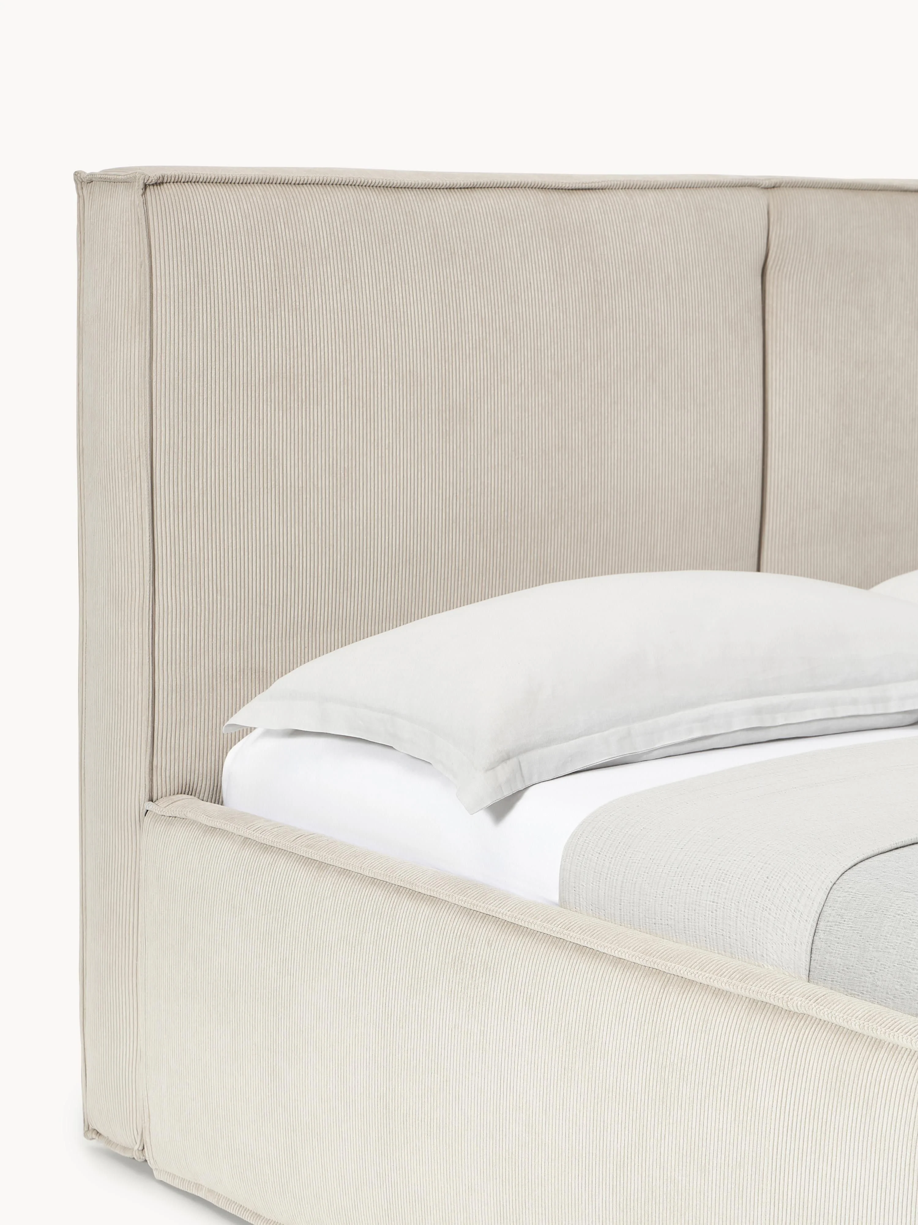 Ribfluwelen gestoffeerd bed Dream met opbergruimte