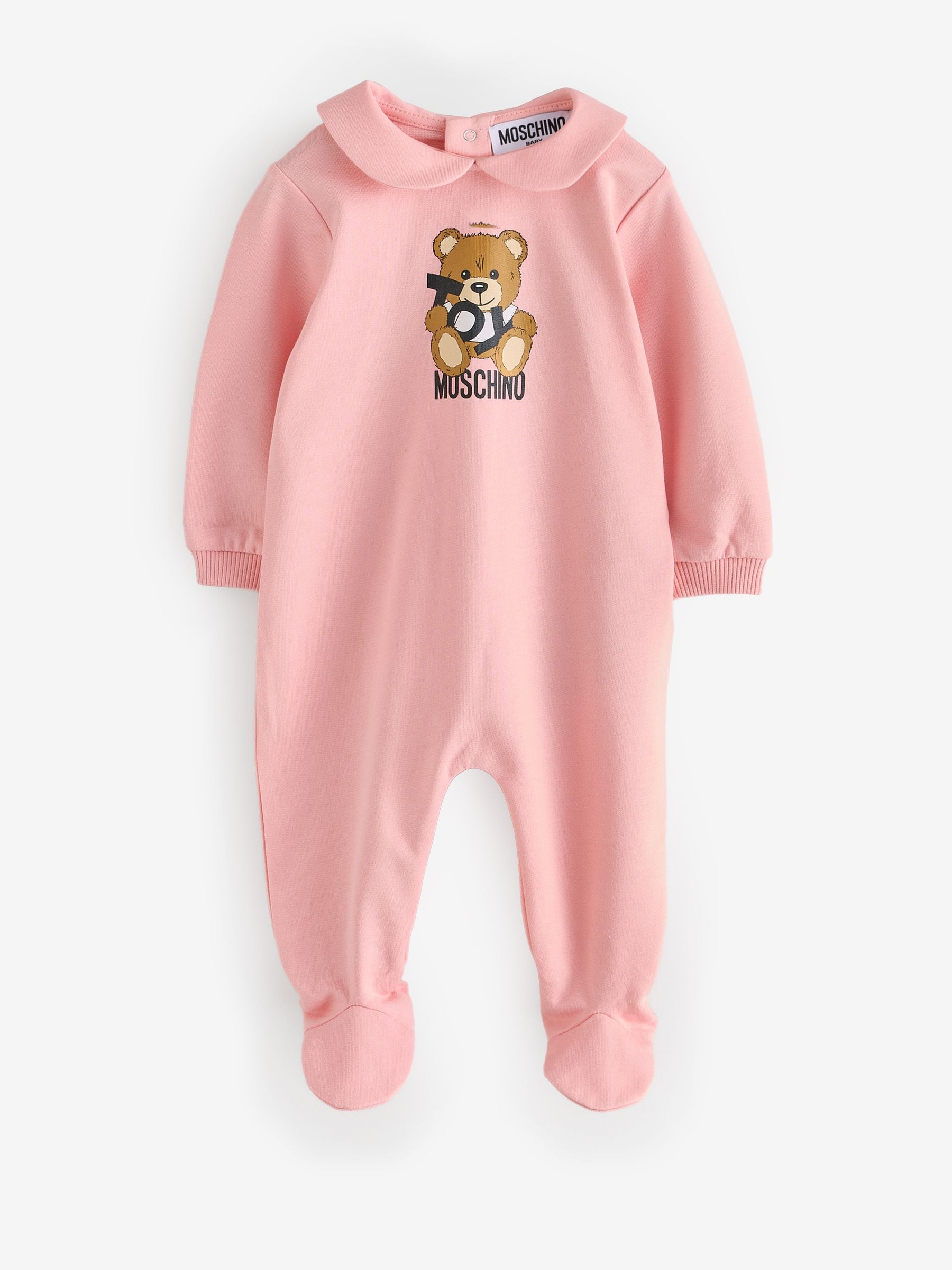 Roze - Moschino Baby Logo Sleepsuit, Hat & Bib Giftset With Giftbox