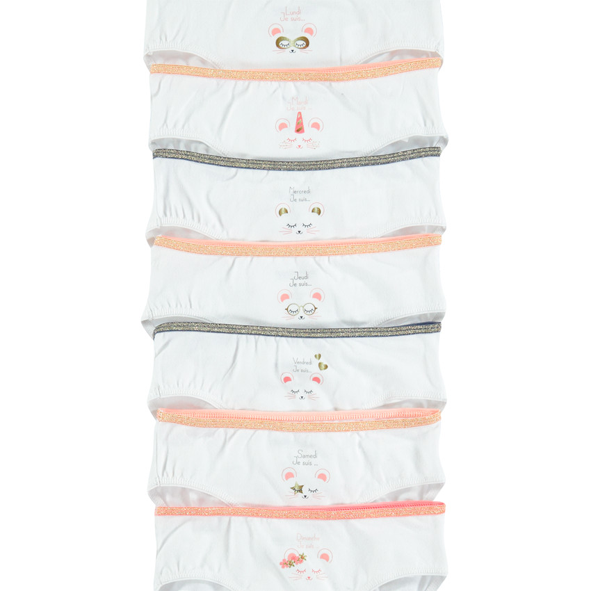 Lot de 7 culottes en coton avec souris printée et taille élastiquée