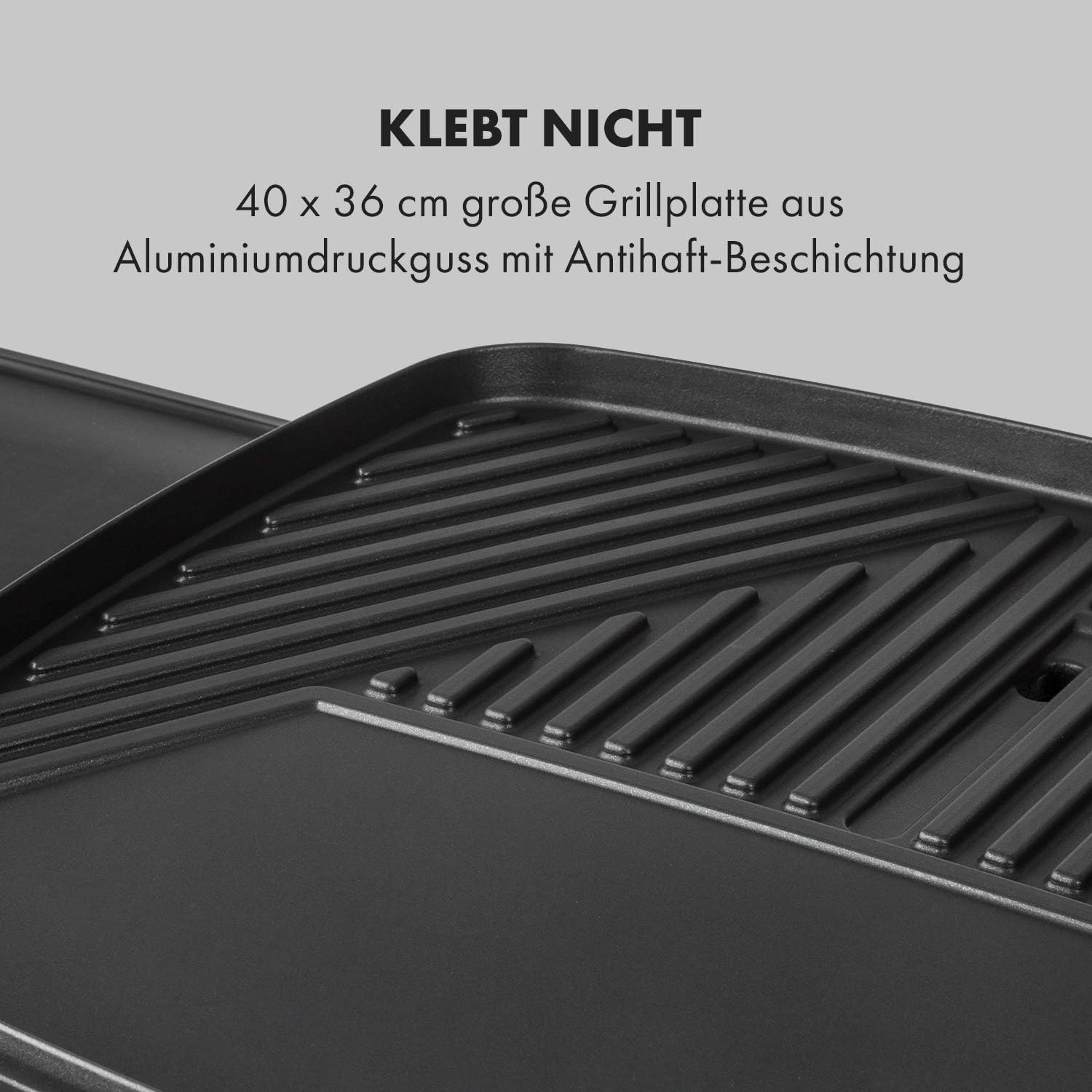 Klarstein Gatsby Elektrogrill Standgrill Tischgrill, Leistung: 2000 W, EasyGrill Concept, Grillfläche: 40 x 36 cm/Aluminiumdruckguss/Antihaft/Grillhaube, zwei Seitentische, schwarz