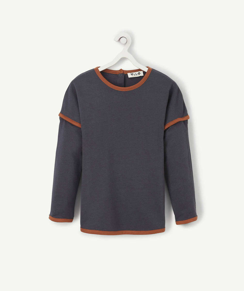 LE T-SHIRT ÉVOLUTIF 2 EN 1 BLEU MARINE ET TERRACOTTA EN COTON PIMA