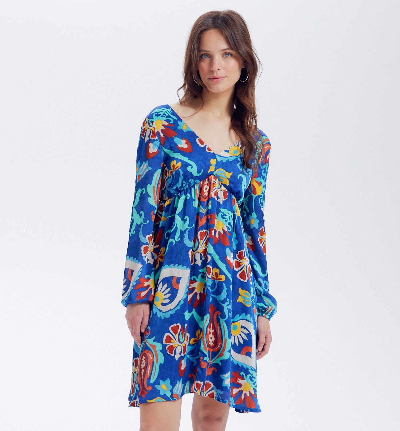 Robe courte imprimée Femme - Imprimé bleu
