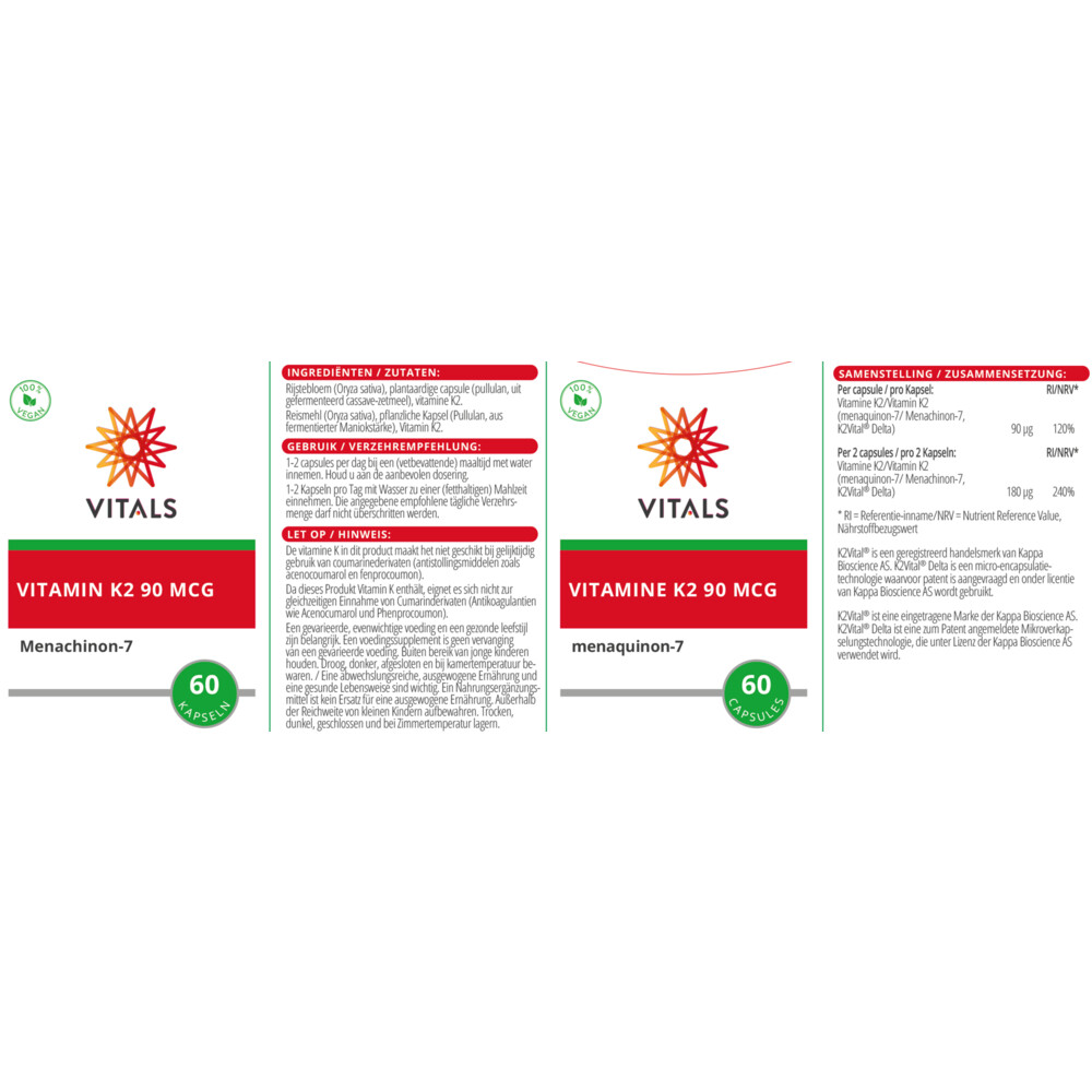 Vitals Vitamine K2 90mcg 60 capsules