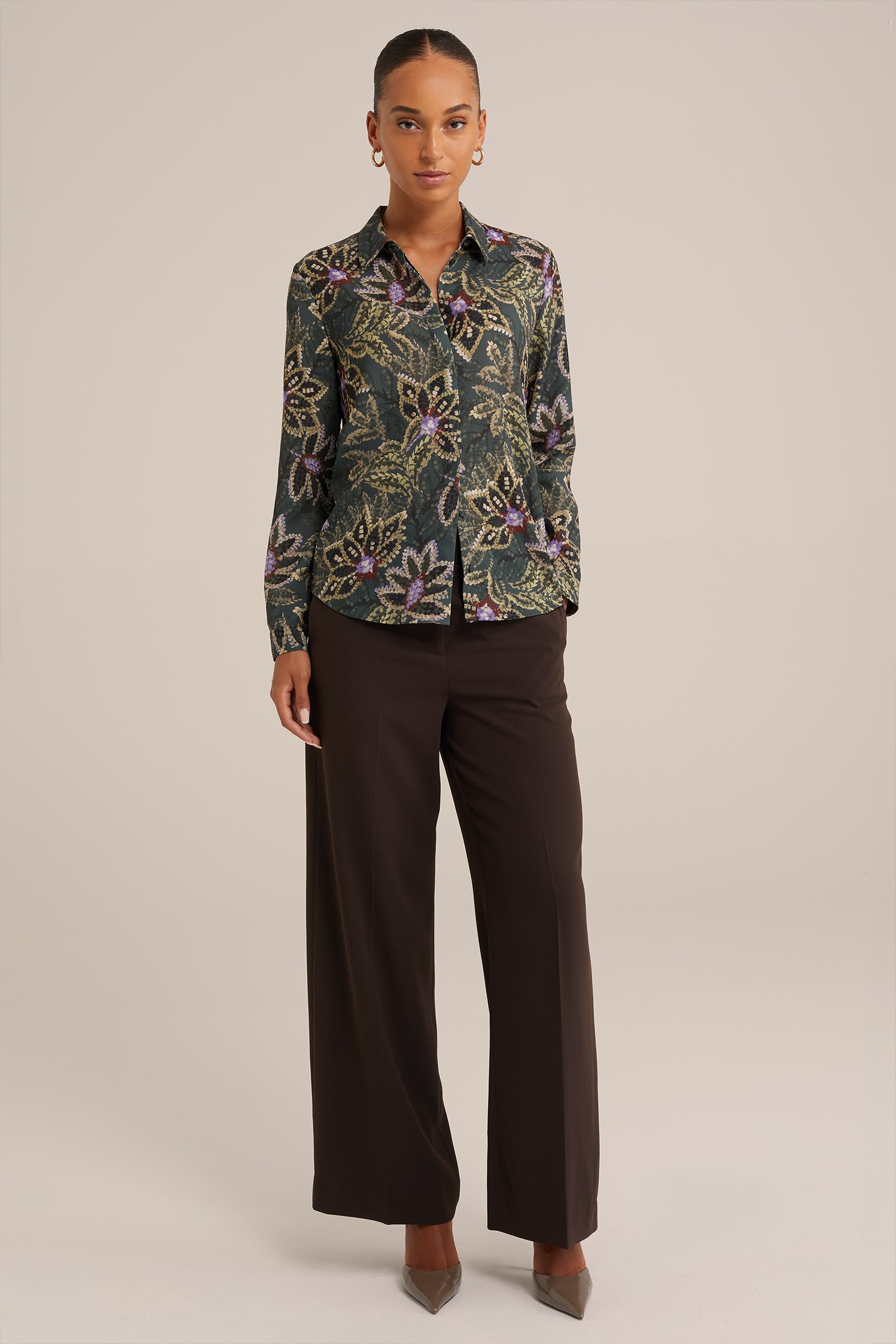 blouse met fijne structuur WE Fashion Mosgroen