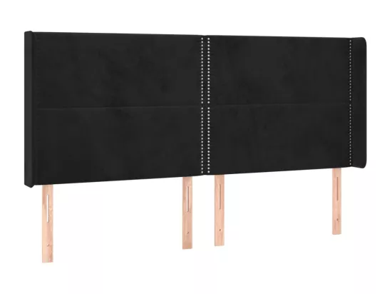 Sommier tapissier avec matelas et LED Noir 160x200 cm Velours