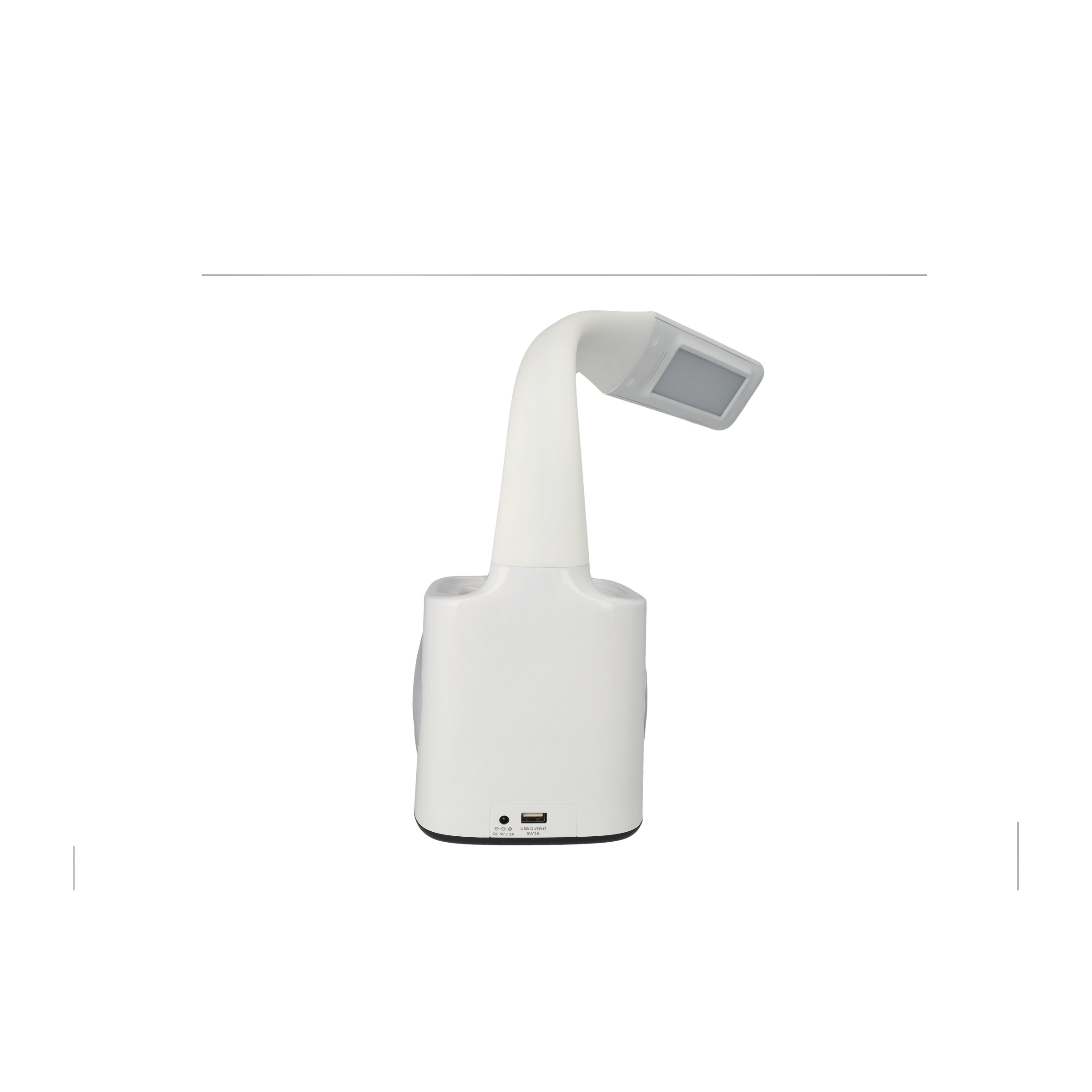 (10W) 6in1 LED Schreibtisch Lampe Dimmbare Tischleuchte mit Stift Halter / Kalender / USB Anschluss - Weiss