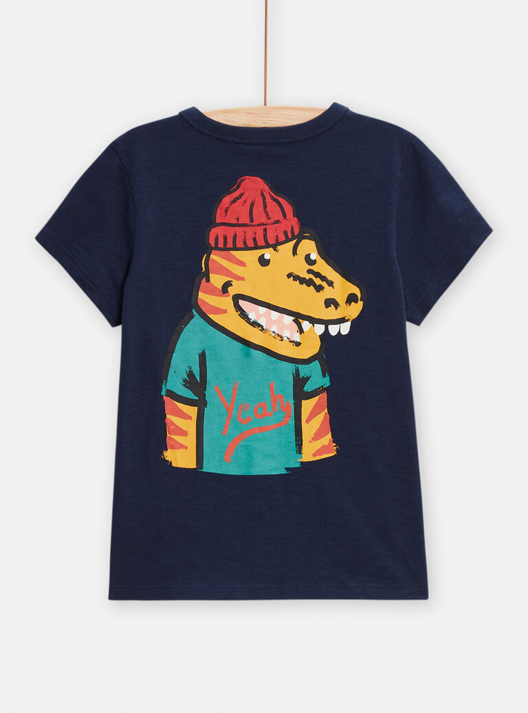 T-shirt bleu imprimé t-rex pour garçon