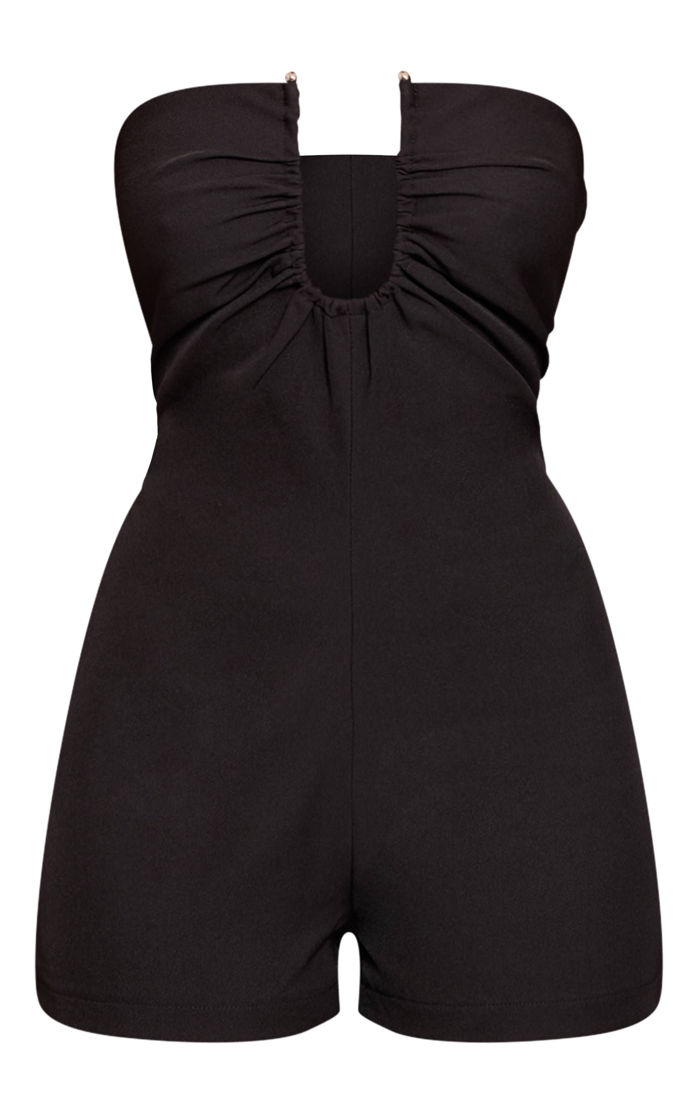 Noir Combi-short Ajustée Bandeau En Tissu Tissé
