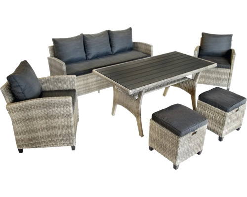 Eetkamerlounge bellavista - Home & Garden Prato II grijs polyrotan