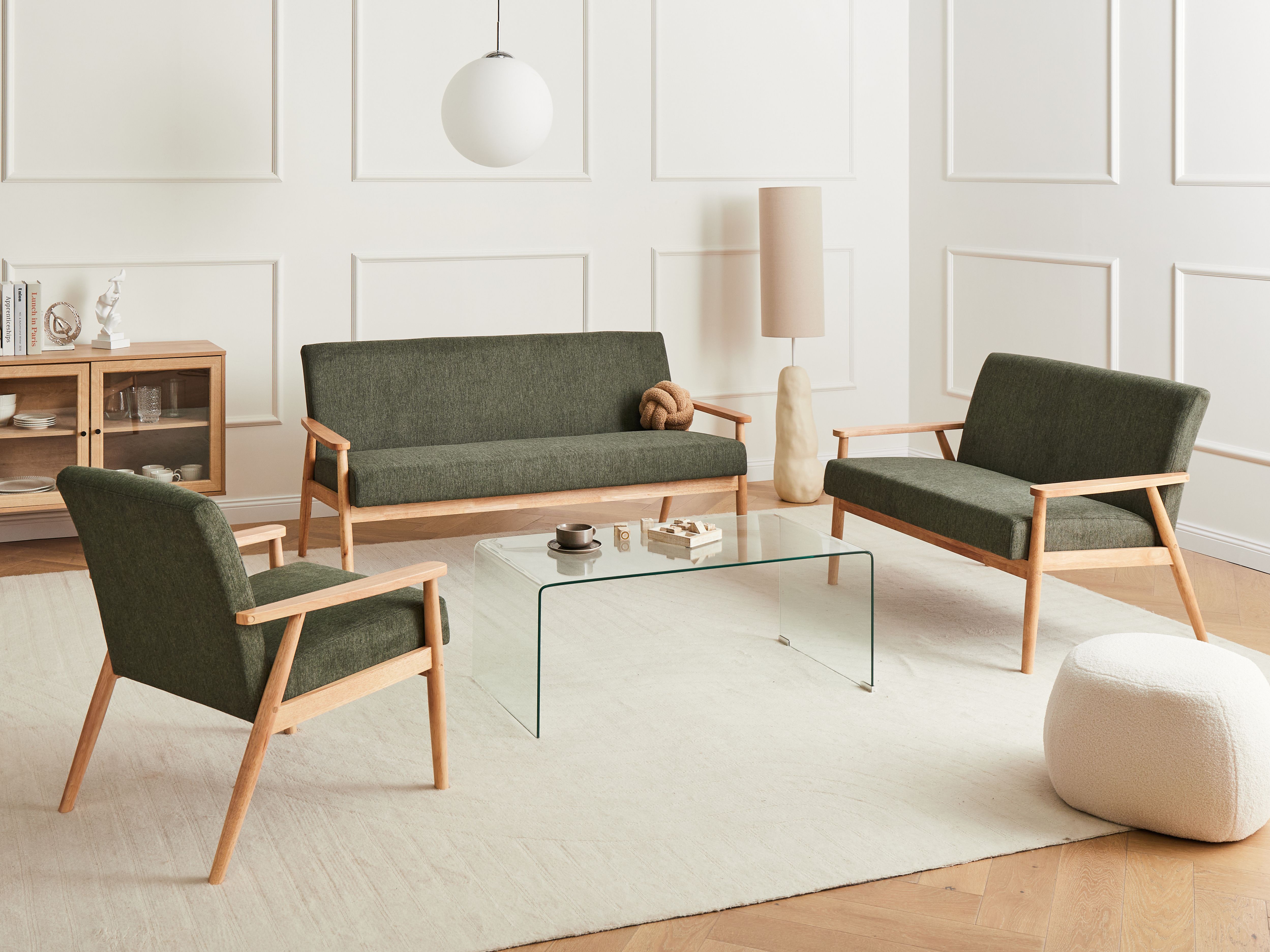 Fauteuil ESRUM Stof Lichtbruin/groen