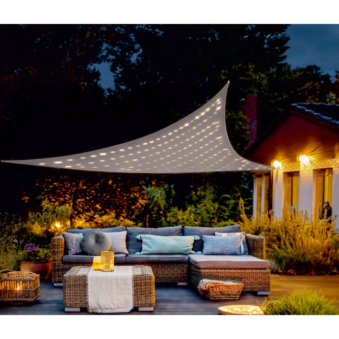 LED Sonnensegel mit Solarpanel  - ca. 3 x 3 x 3 m
