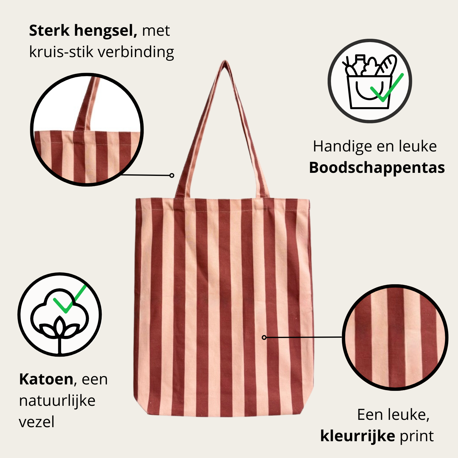 Tas Katoen stripes/light salm rabarber