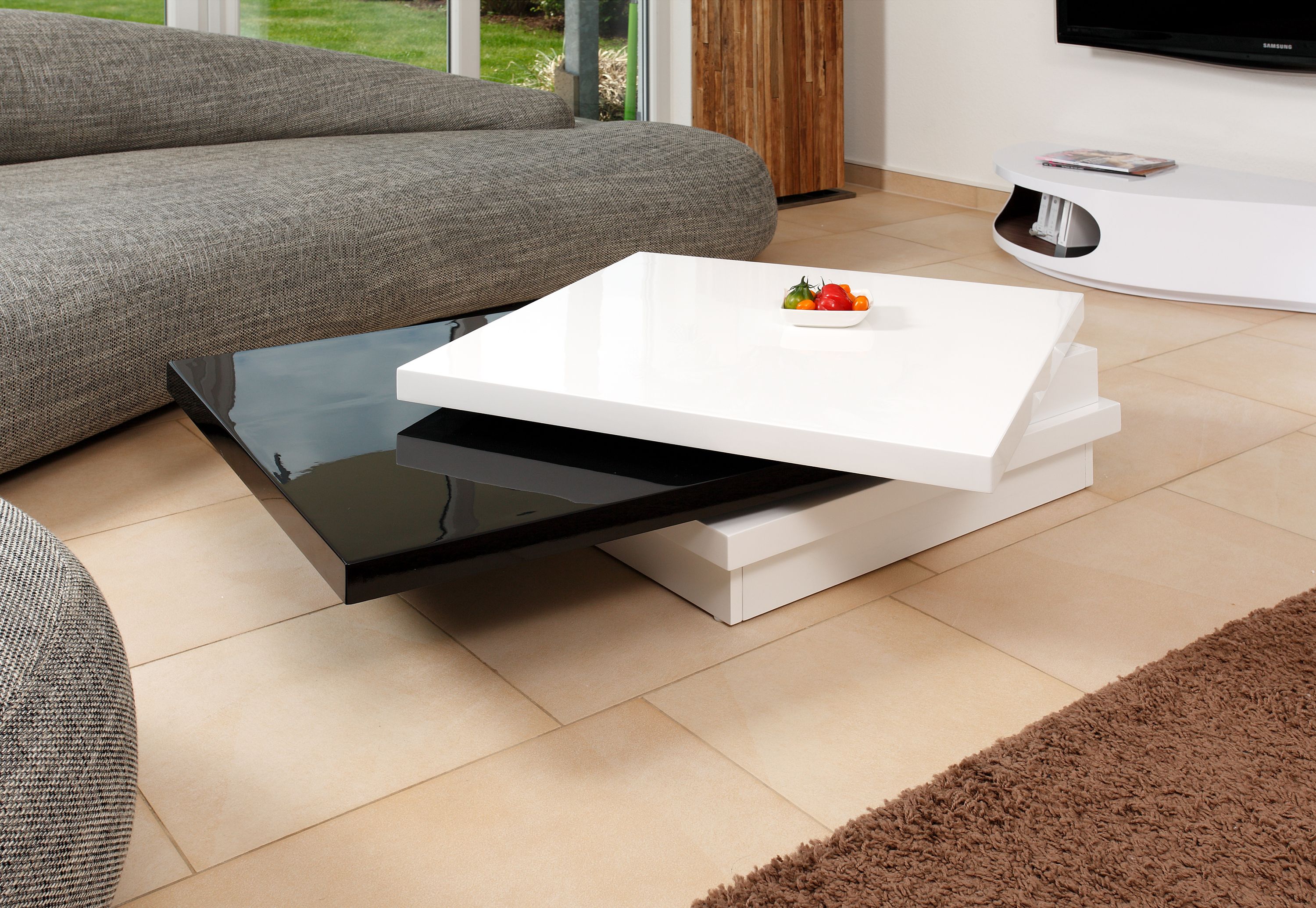 Couchtisch 120x80 hochglanz Beistelltisch Sofatisch Wohnzimmertisch Tisch weiß