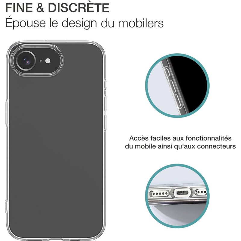 Pack 2 en 1 coque souple transparente pour IPhone 16E  + protège écran Big ben