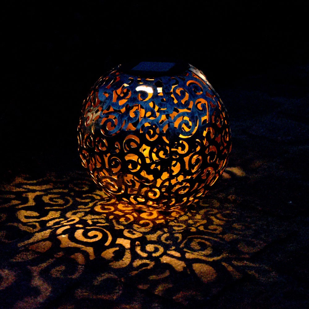 LED Solarleuchte, Kugel silber, orientalisch, D 18,5 cm