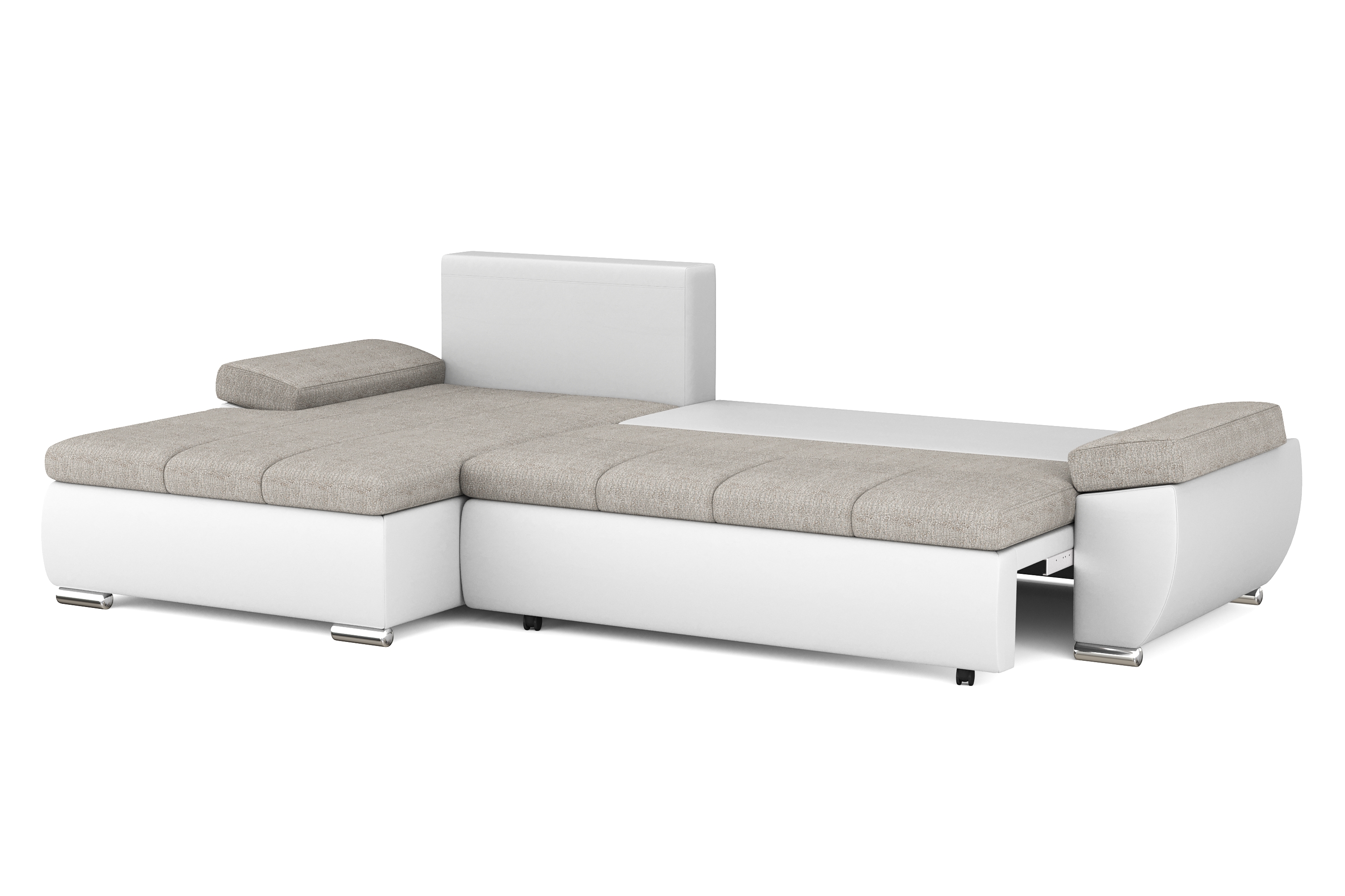 Ecksofa mit Schlaffunktion KIRA links weiss/grau
