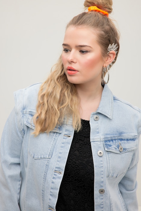 Jeansjacke, oversized, Schulter Betonung, Hemdkragen, Langarm