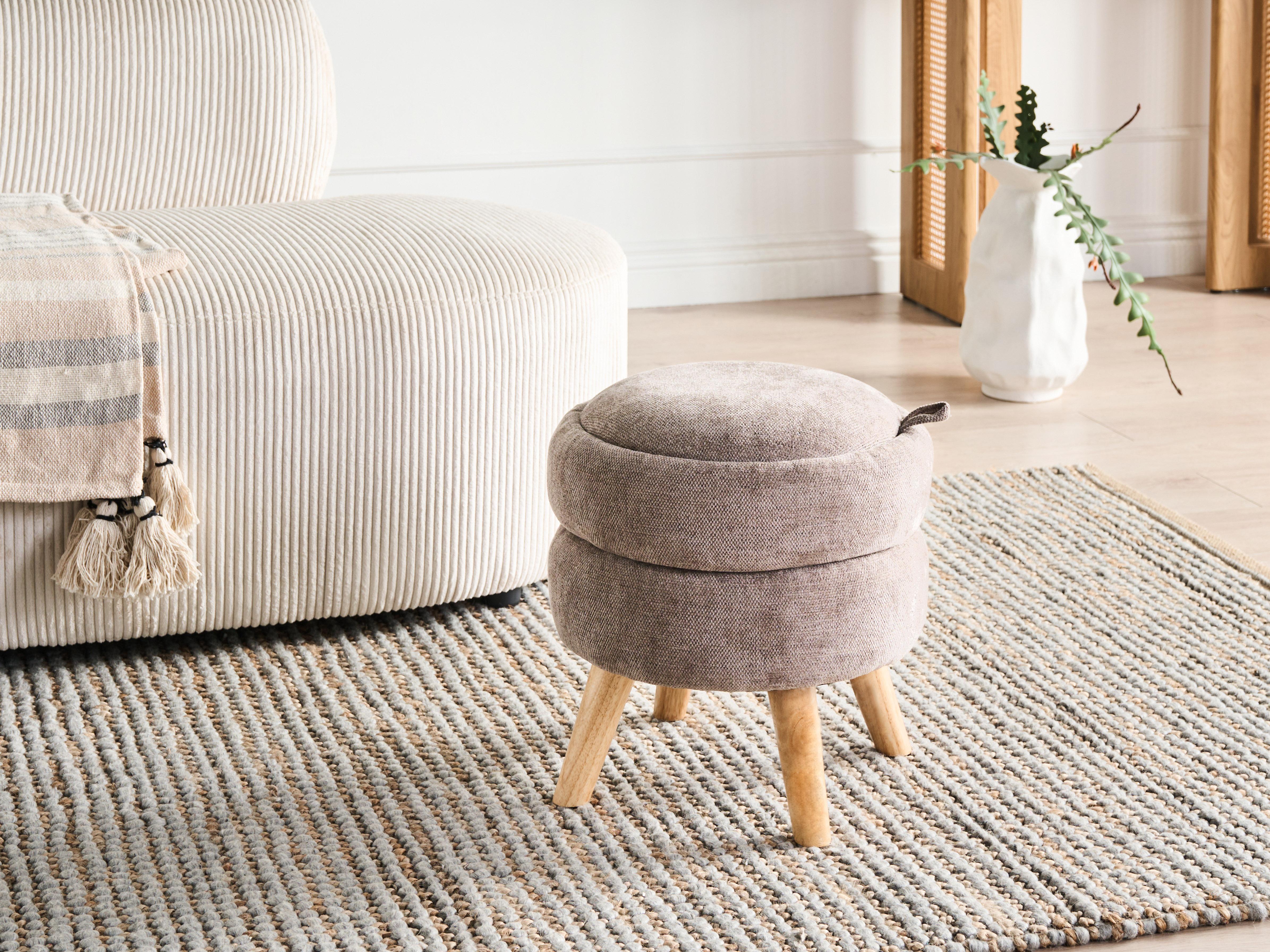 Poef met opbergruimte HAWLEY Chenille Taupe