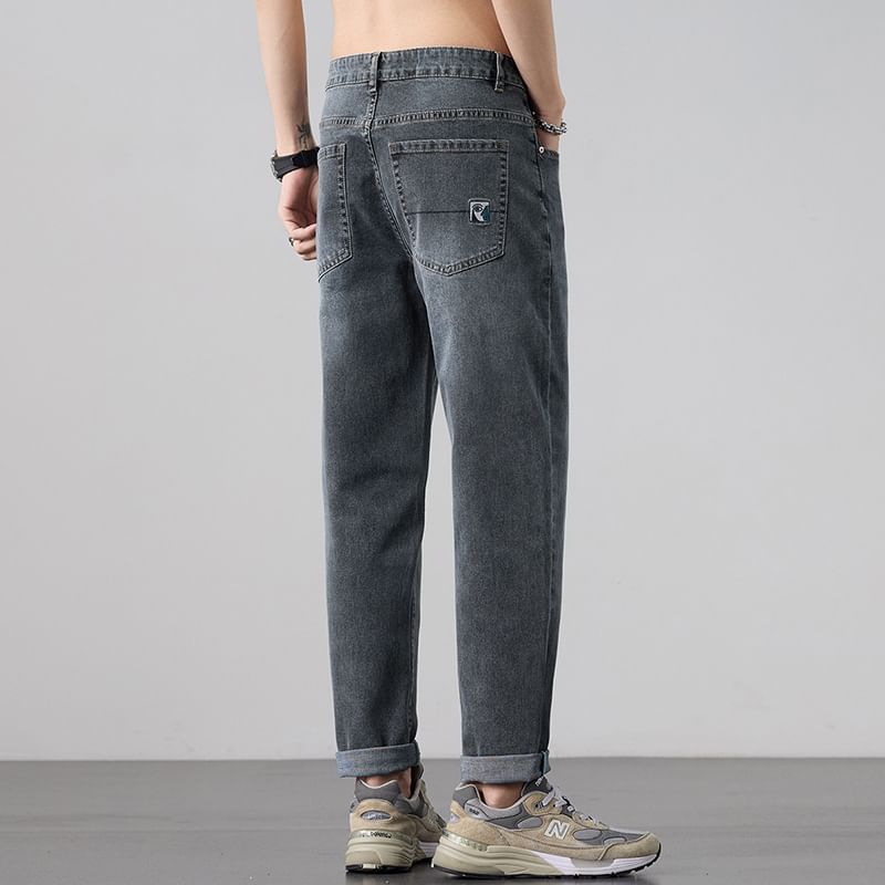Nataro - Hoge taille gewassen rechte jeans